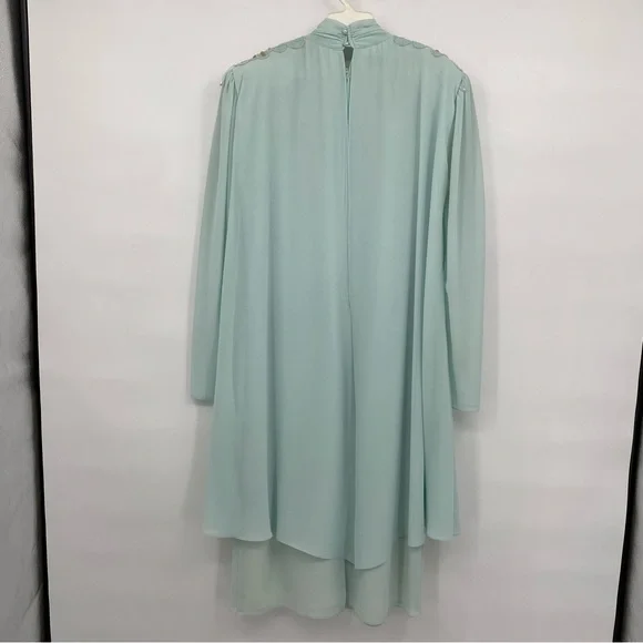 Vintage Ursula of Switzerland Formal Dress Sea Foam Blue Green Mother Of Bride - Picture 3 of 14